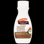 Coconut Hydrate Body Lotion bottle with moisturizing benefits displayed.