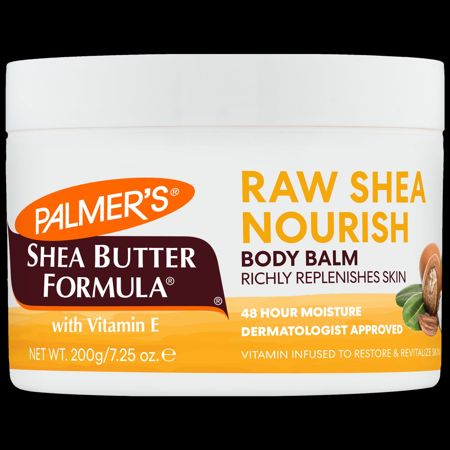 Raw Shea Nourish Body Balm, 200g, deeply moisturizing, dermatologist-approved.