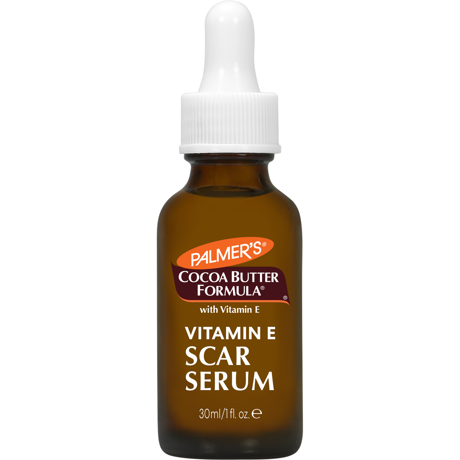 Scar Serum in 30 ml amber dropper bottle for scar treatment.
