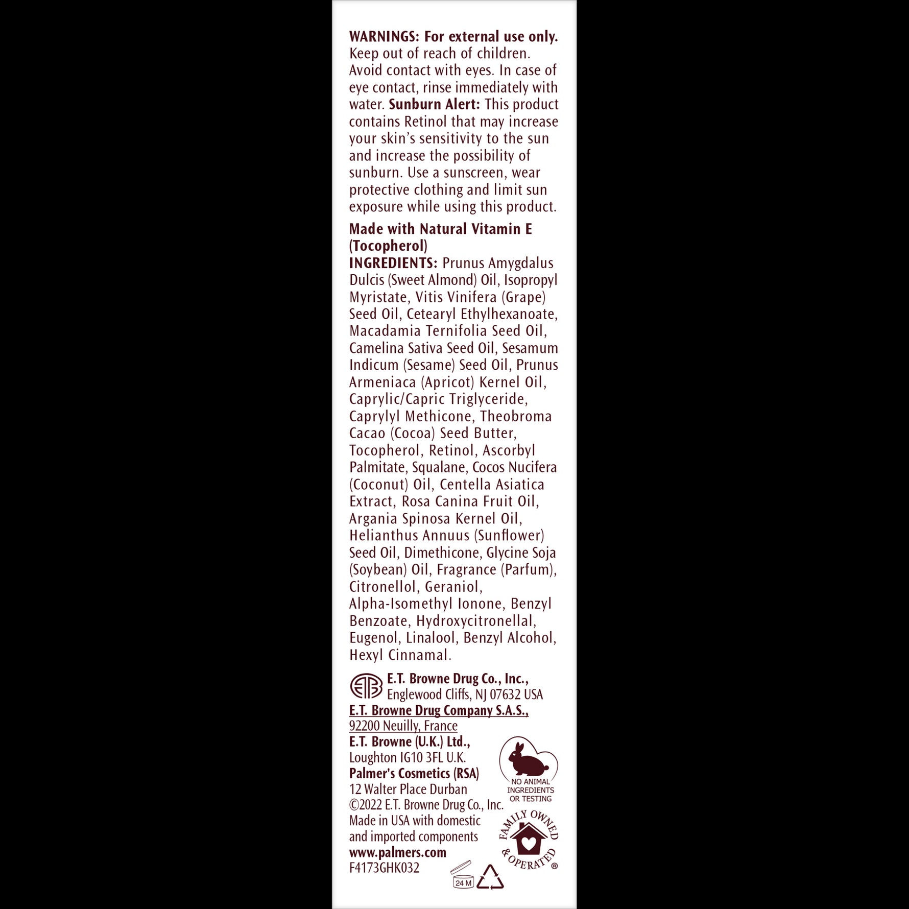 Skin Therapy Face Oil box with warnings, ingredients, and usage instructions.