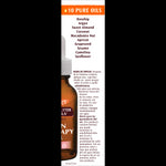 Skin Therapy Face Oil label showcasing 10 pure plant oils and usage instructions.