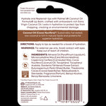 Coconut Hydrate Lip Balm back panel with product details and ingredients.