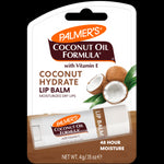 Palmer’s Coconut Hydrate Lip Balm in blister pack with coconut image.