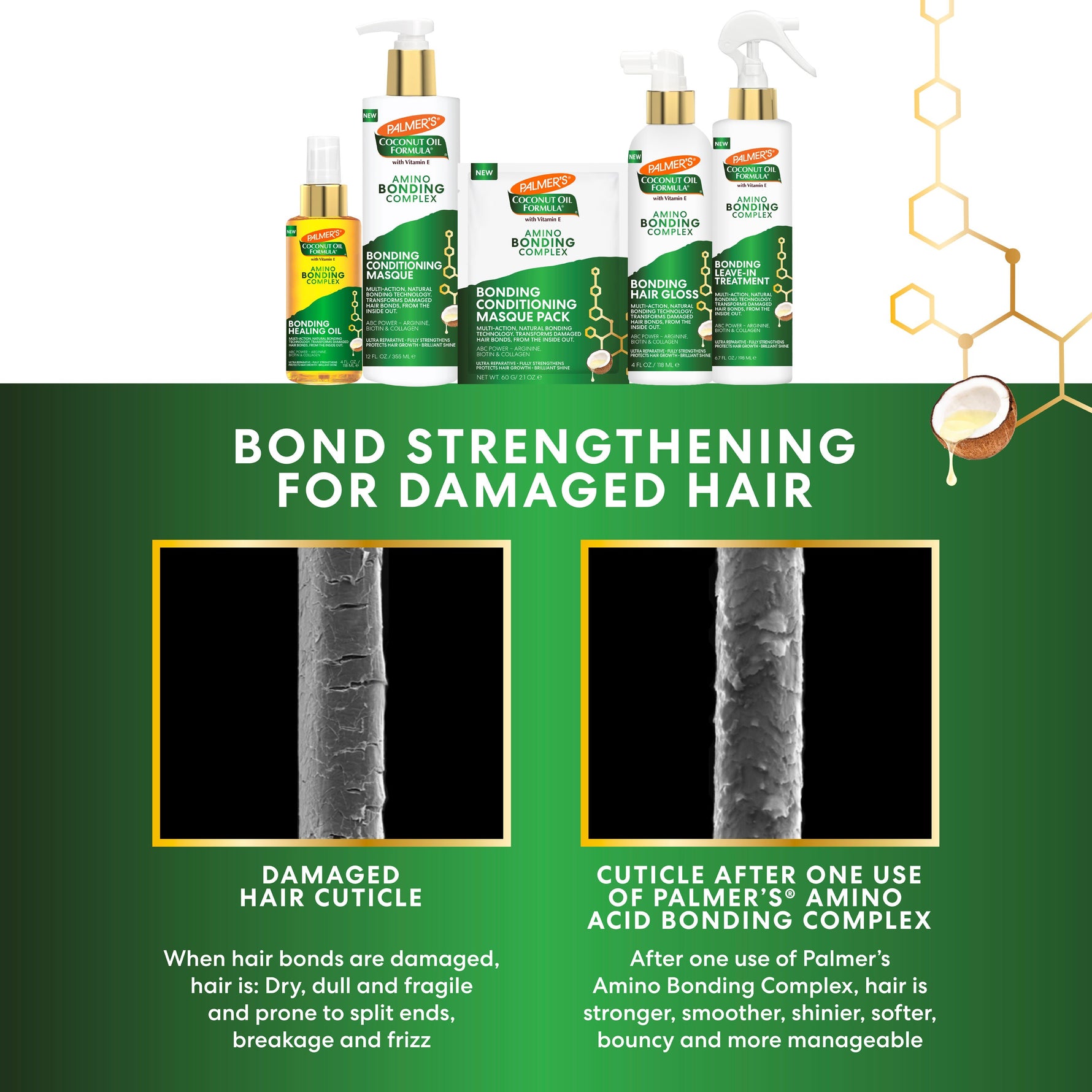 Palmer’s Amino Bonding Complex Leave-In Treatment for damaged hair.