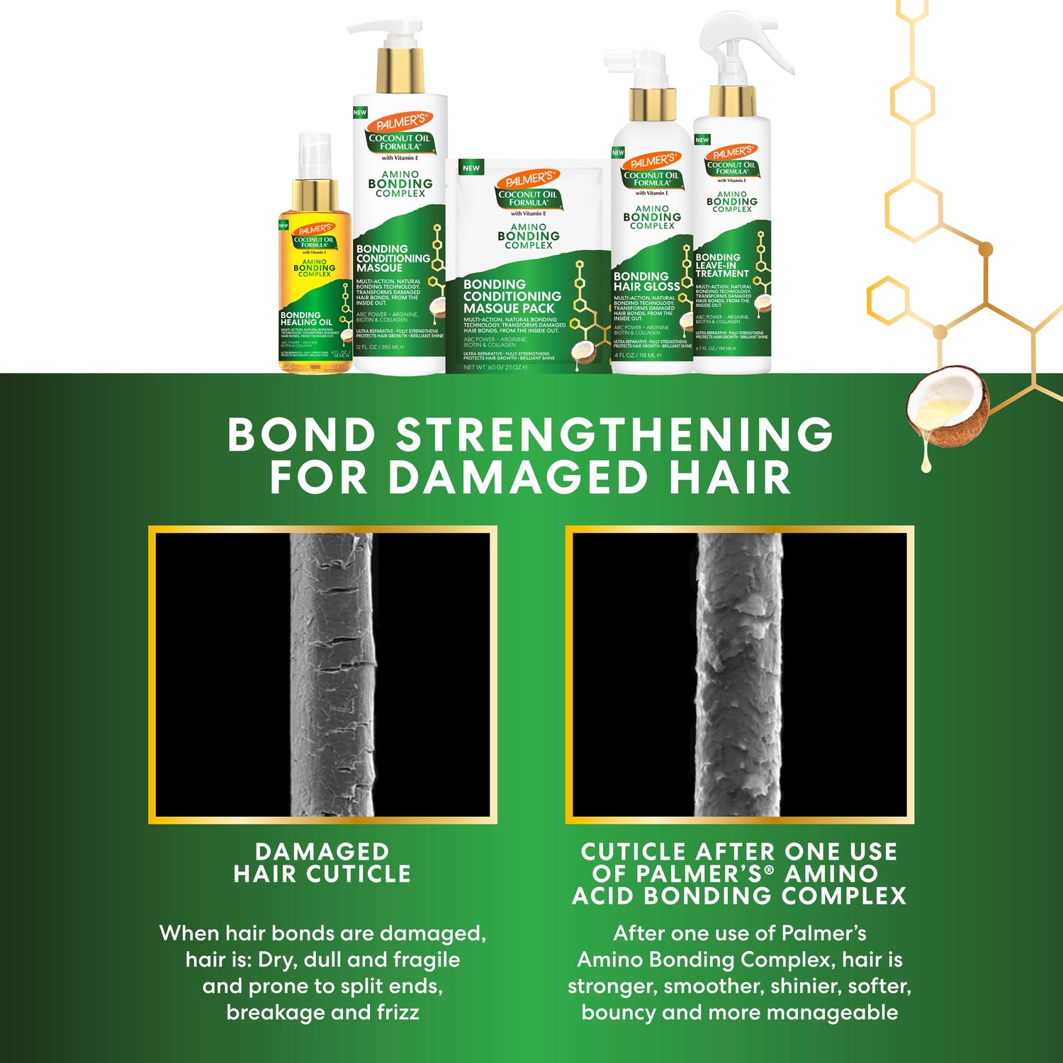 Amino Bonding Complex Bonding Hair Gloss for damaged hair repair.