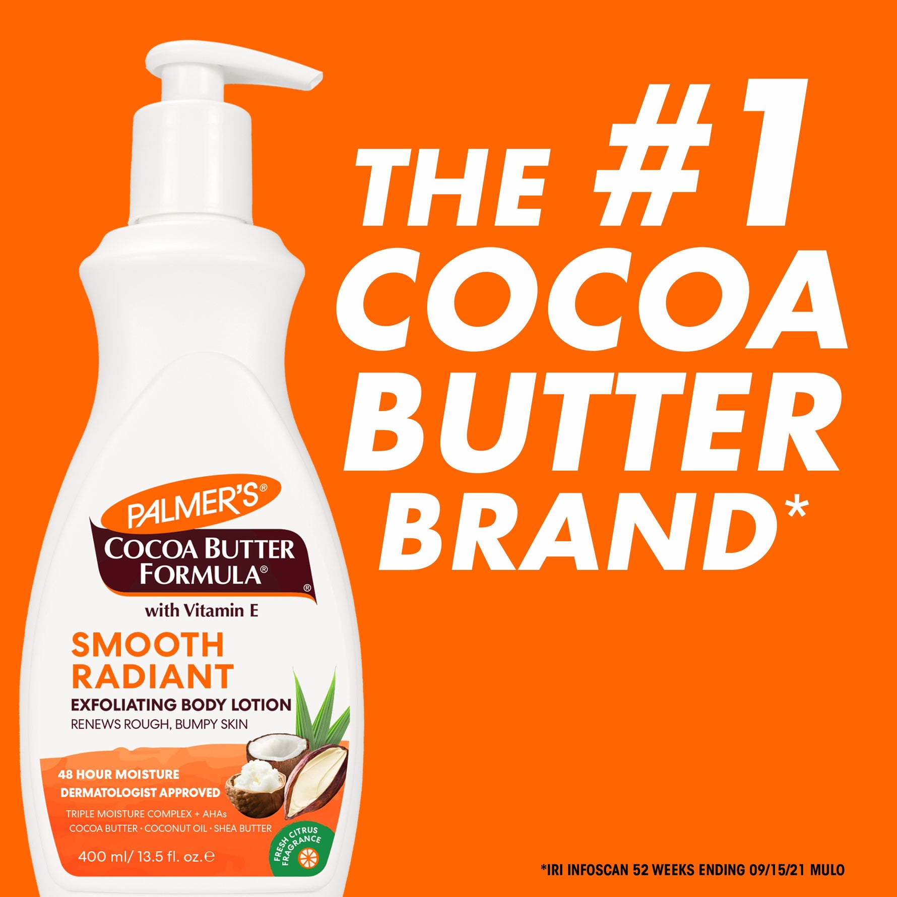 Palmer’s Smooth & Radiant Exfoliating Body Lotion bottle with benefits.