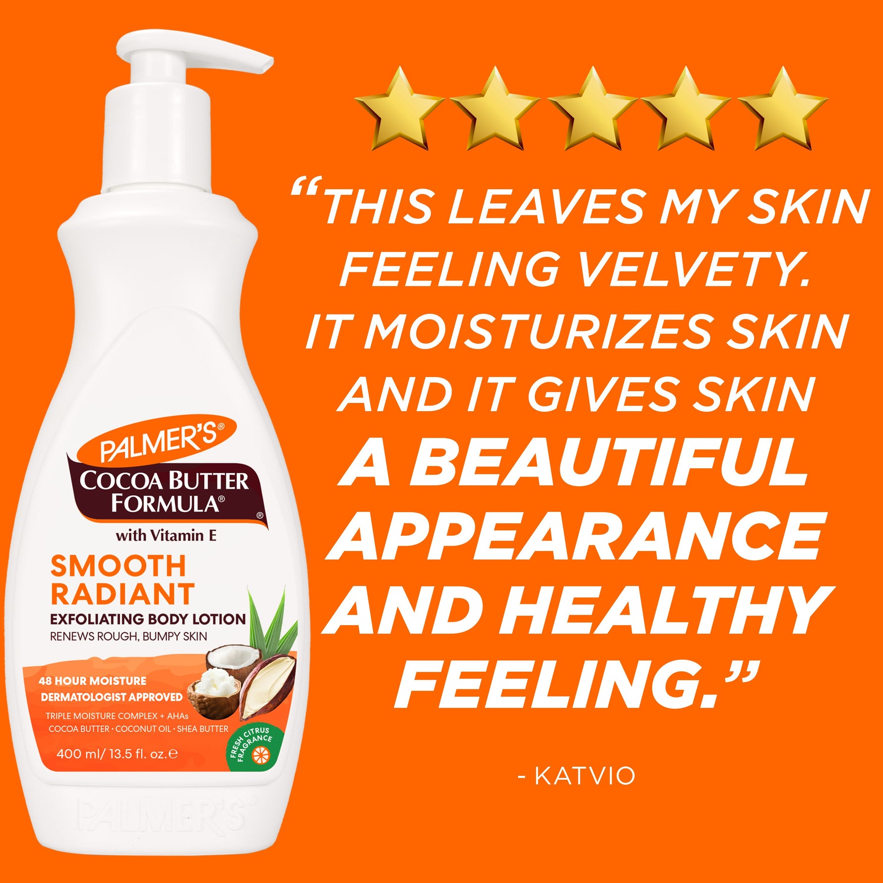 Palmer's Smooth & Radiant Exfoliating Body Lotion with Vitamin E bottle.