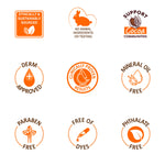 Smooth & Radiant Exfoliating Body Lotion with ethical and safety badges.