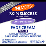 Anti-Dark Spot Night Fade Cream front label with key details.