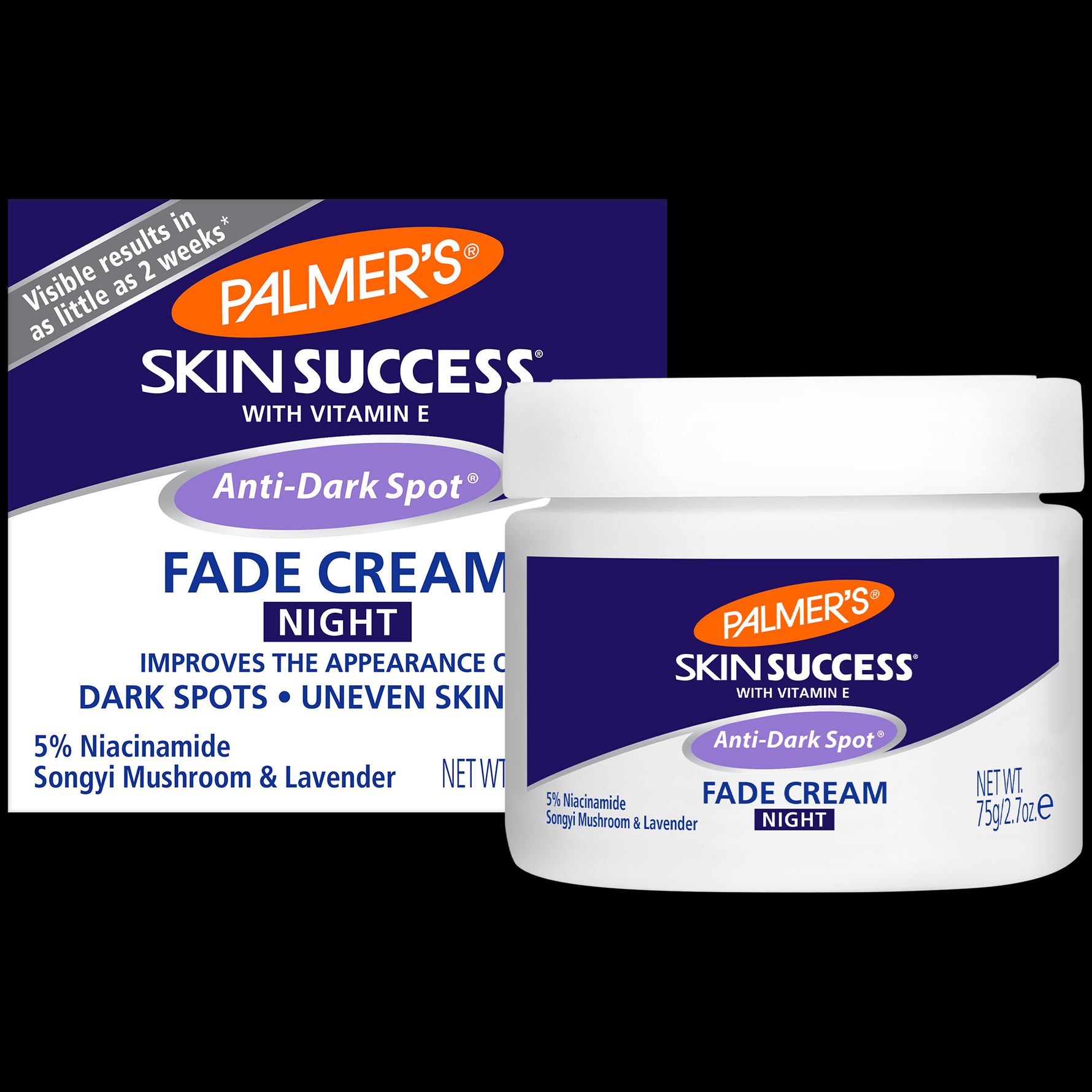 Anti-Dark Spot Night Fade Cream jar with matching box.