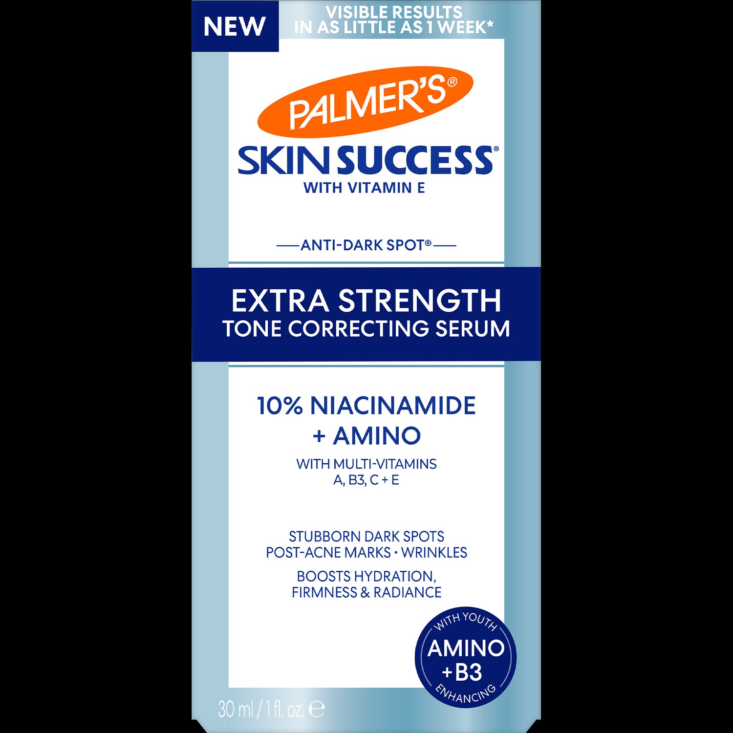 Palmer’s Anti-Dark Spot Extra Strength Tone Correcting Serum box front.