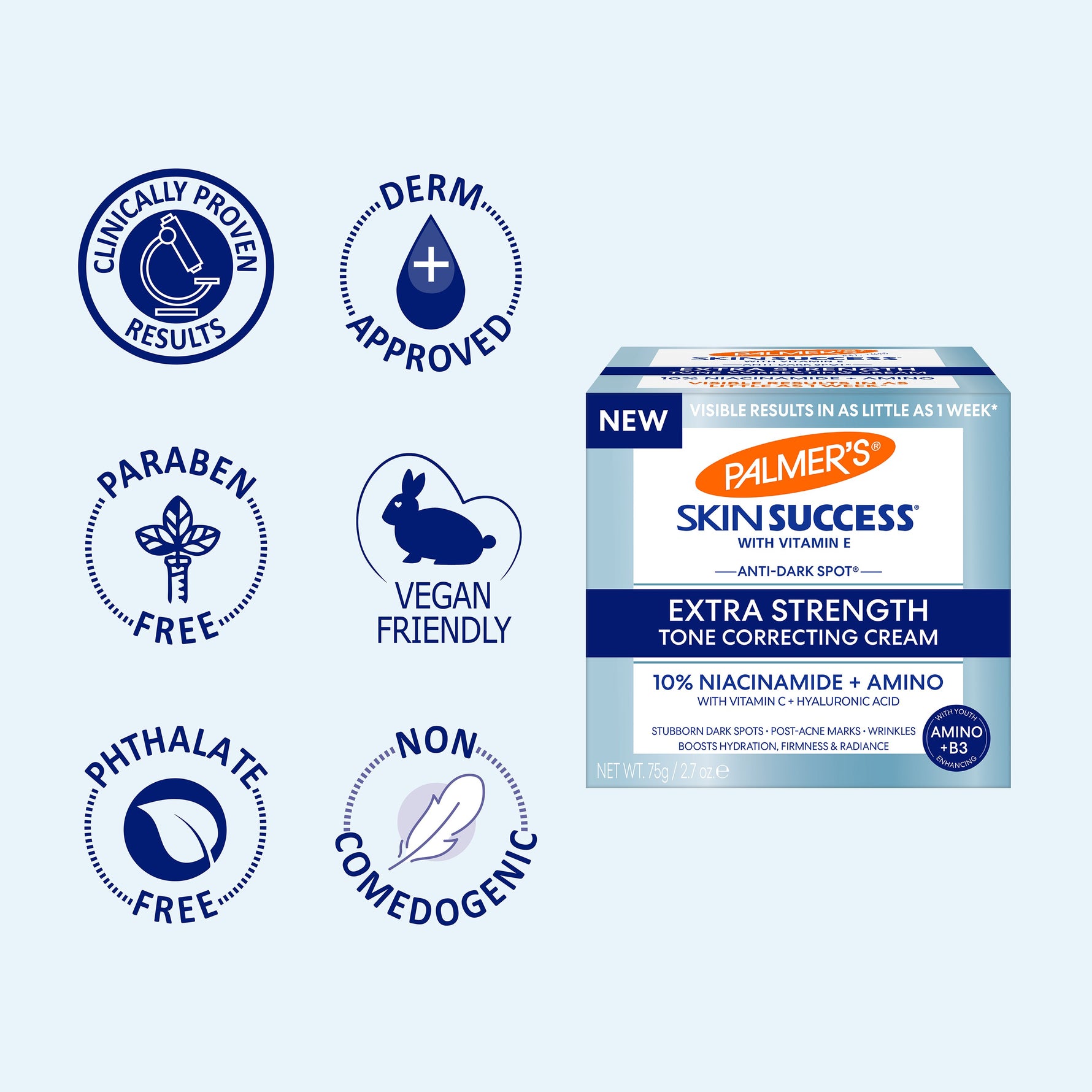 Palmer's Anti-Dark Spot Extra Strength Tone Correcting Cream with icons.
