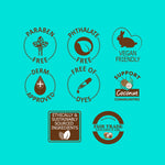 Brazilian Coco Whipped Bum, Bust & Body Cream certification badges.