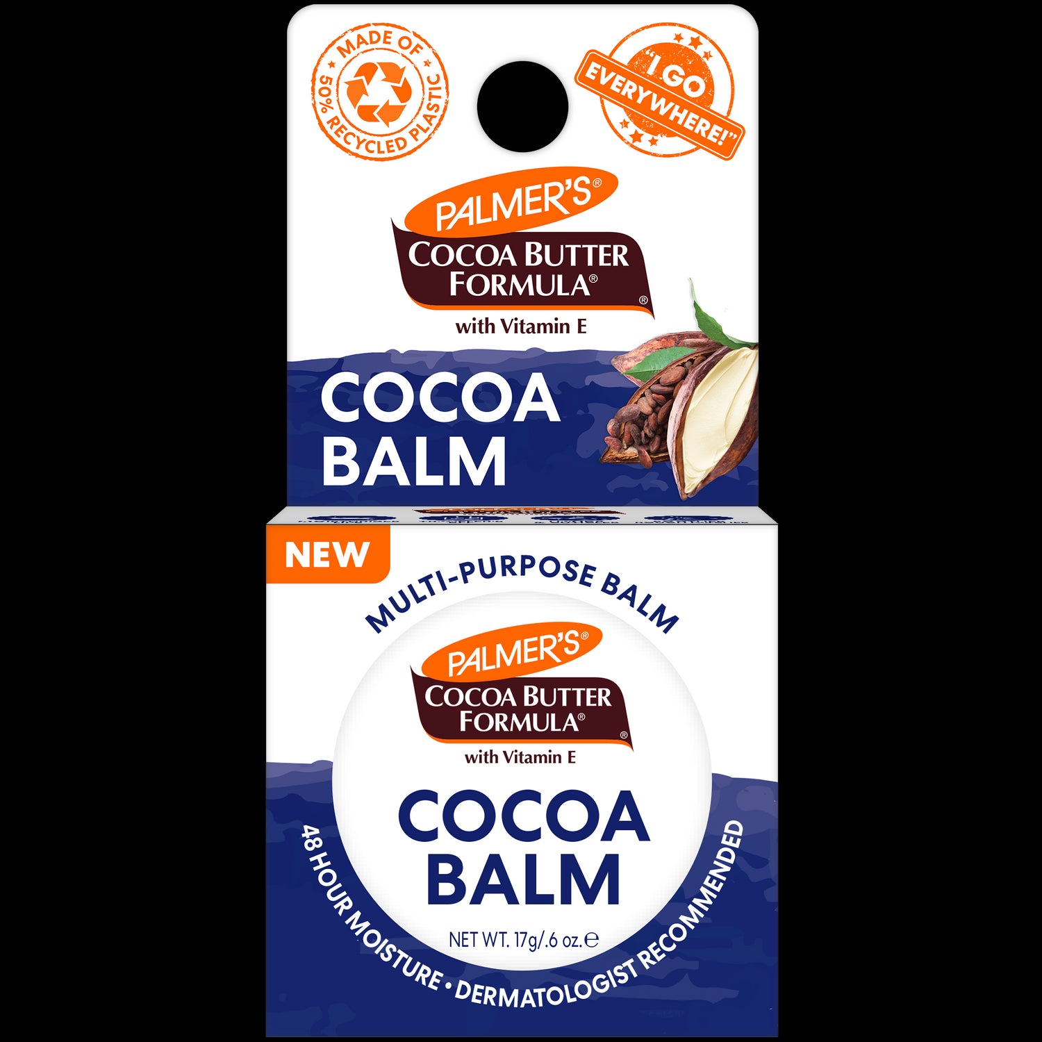 Palmer's Cocoa Balm packaging showcasing its multi-purpose benefits.