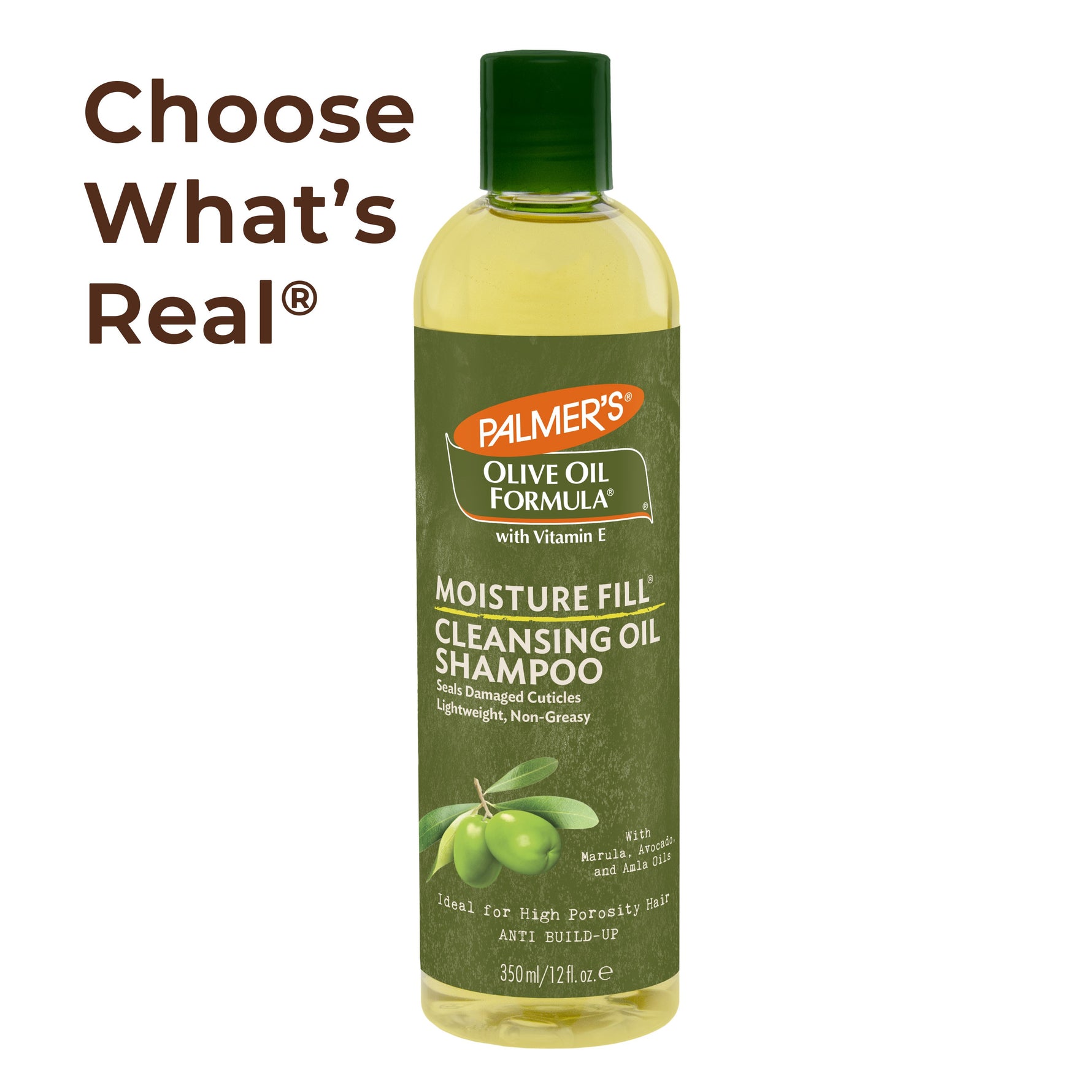 Moisture Fill® Cleansing Oil Shampoo bottle with nourishing oils highlighted.