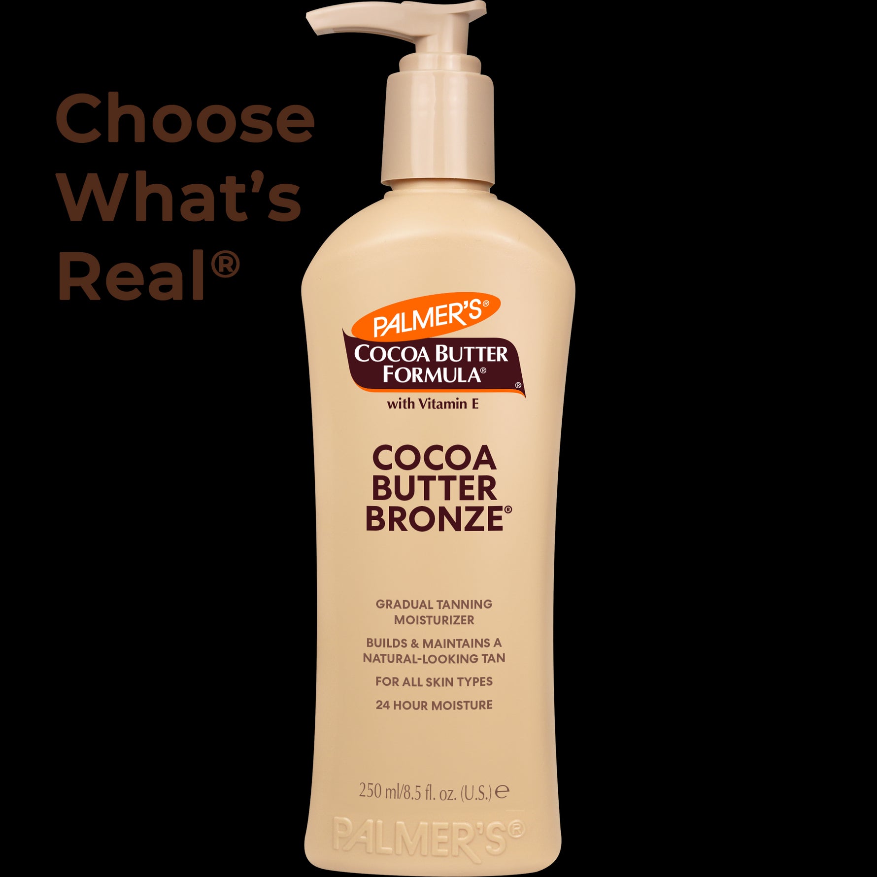 Cocoa Butter Bronze® gradual tanning moisturizer pump-top bottle.