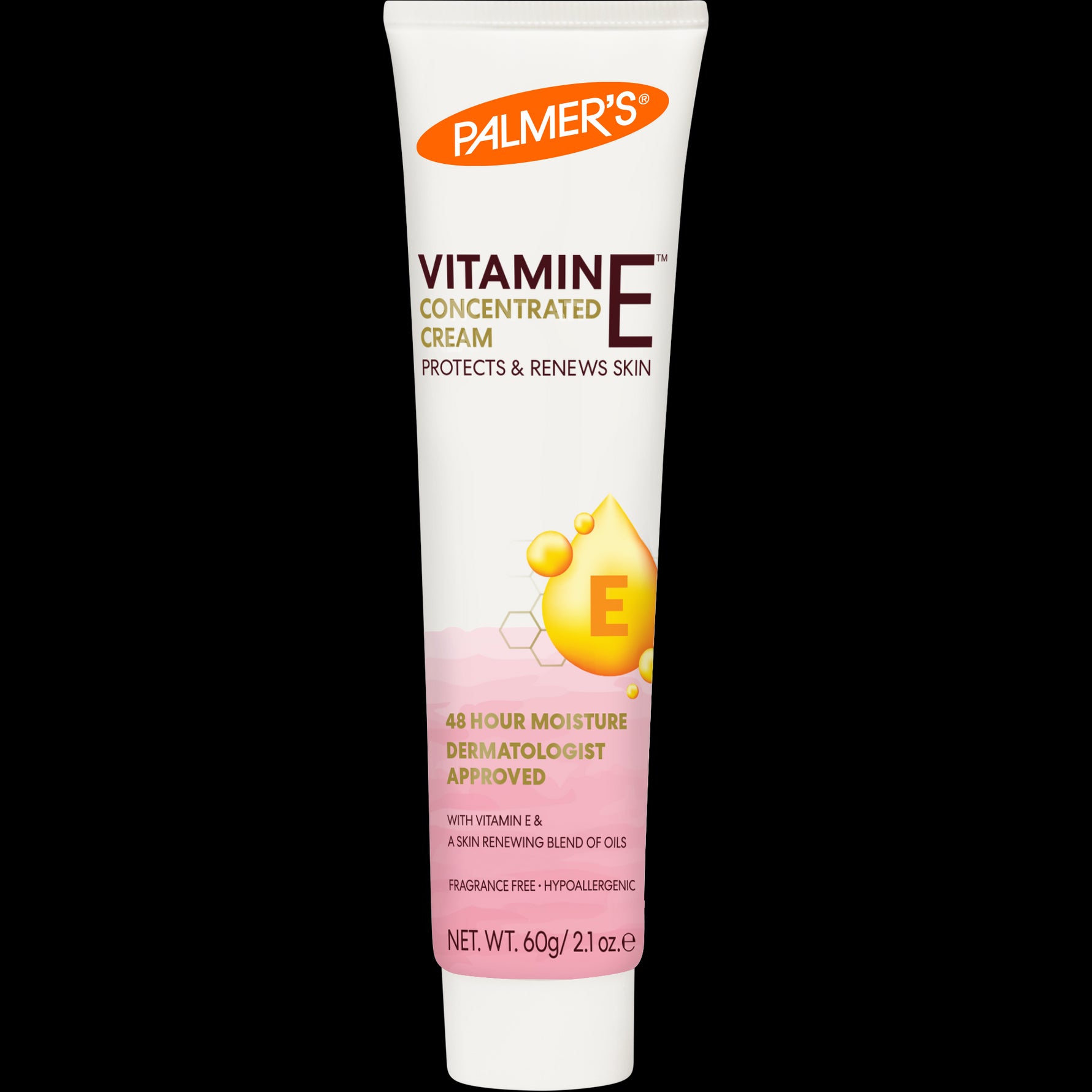 Palmer’s Vitamin E Concentrated Cream tube, 60g, fragrance-free moisturizer.