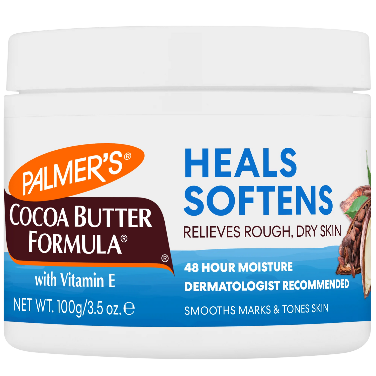 Jar of Palmer's Cocoa Butter Formula with Vitamin E on a white background