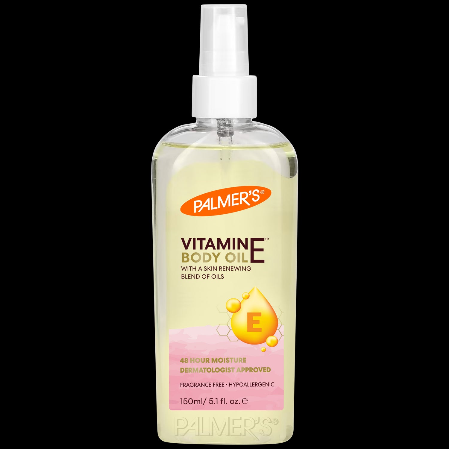 Palmer’s Vitamin E Body Oil, 150 ml spray bottle, skin-renewing.