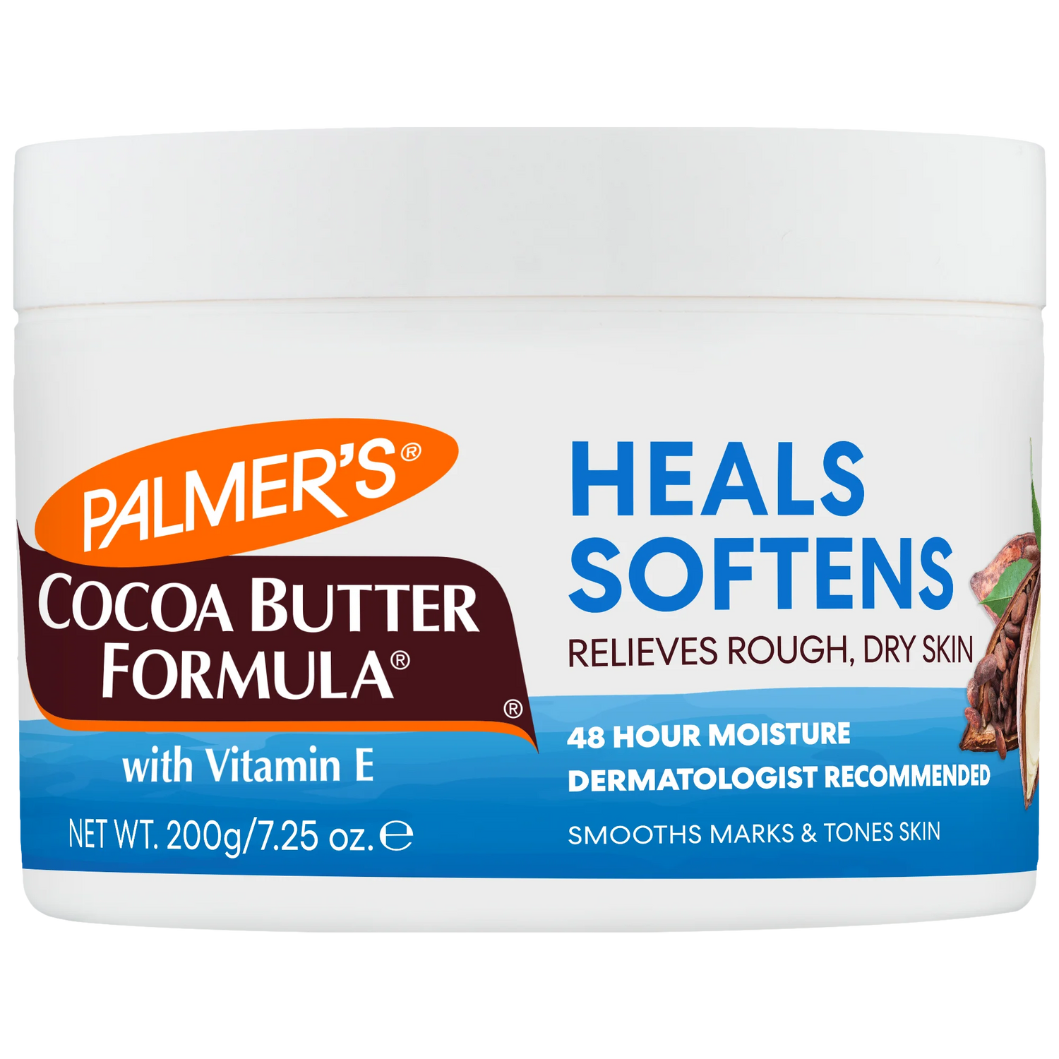 Jar of Palmer's Cocoa Butter Formula with Vitamin E on a white background