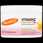 Palmer’s Vitamin E Body Butter tub, 200g, moisturizing skin protectant.