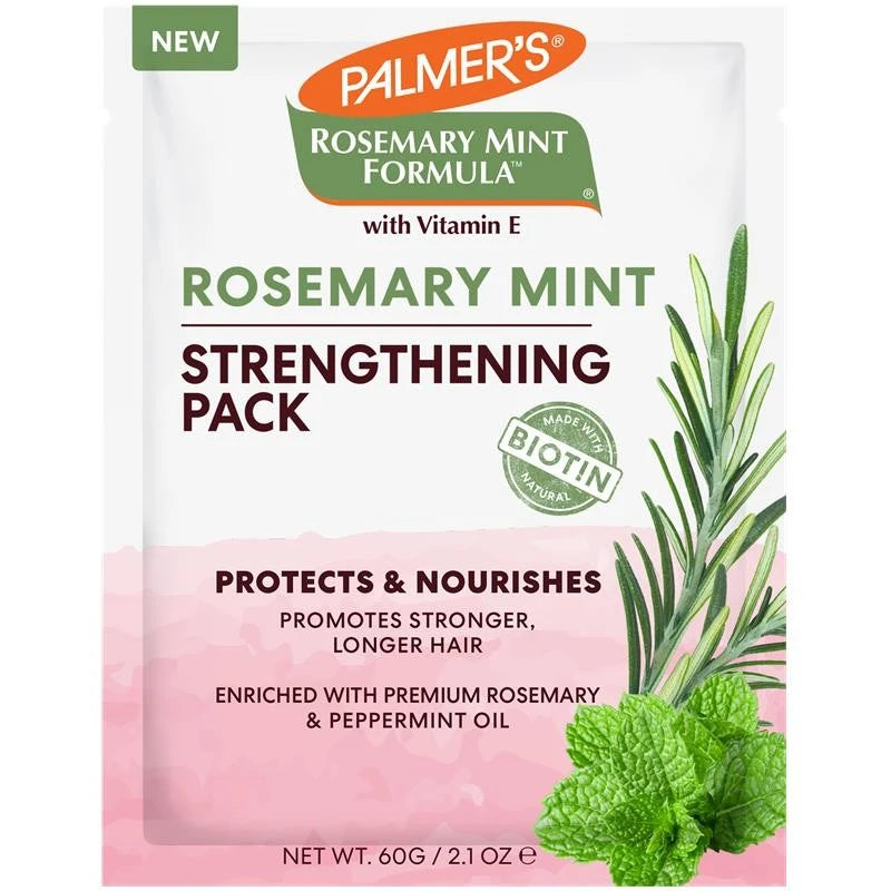 Rosemary Mint Strengthening Pack sachet for nourishing and protecting hair.