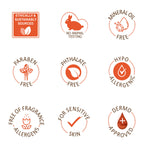 Cocoa Butter Massage Cream for Stretch Marks with ethical and allergy-friendly badges.