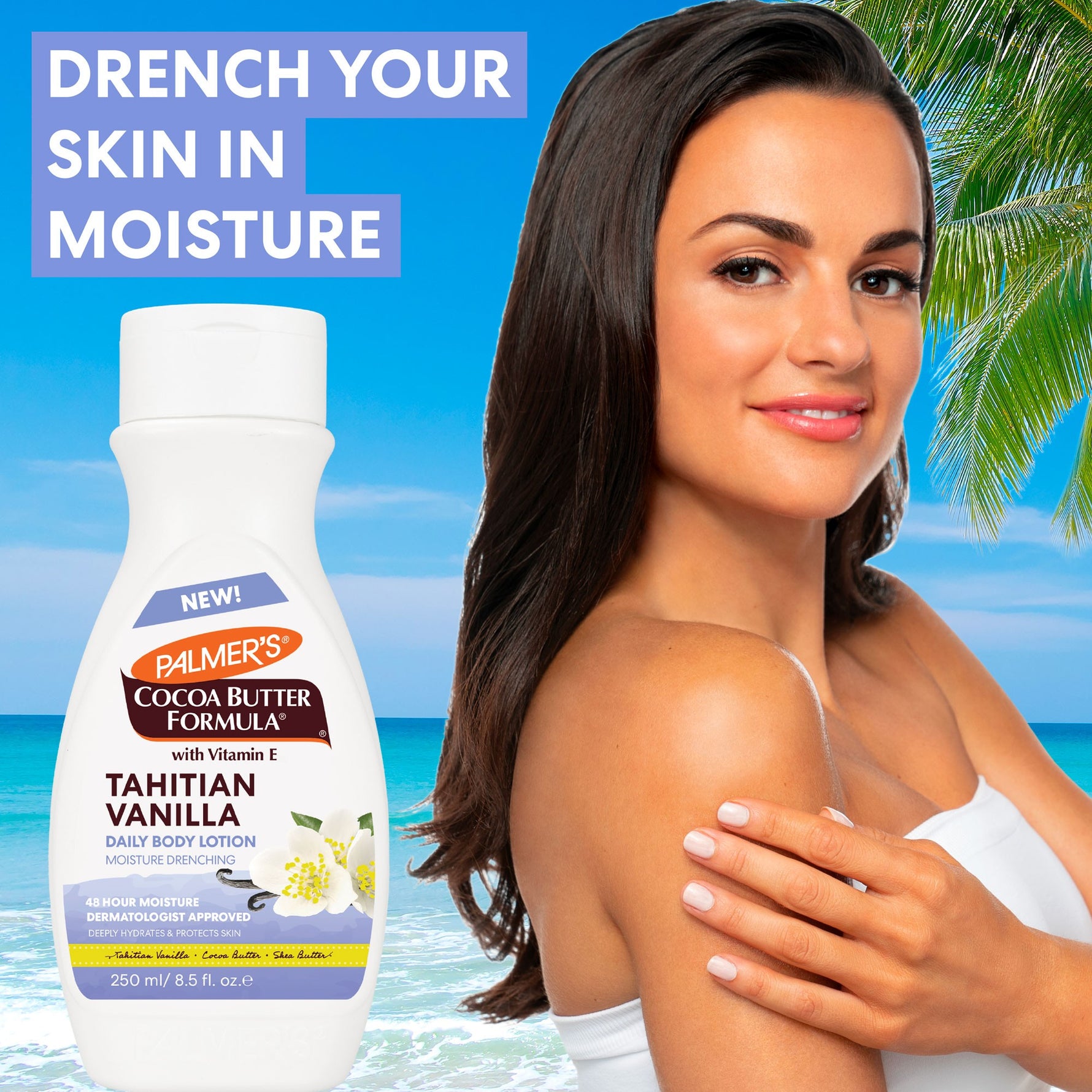 Tahitian Vanilla Moisture Drenching Body Lotion with cocoa and shea butter.