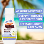 Tahitian Vanilla Moisture Drenching Body Lotion on wooden surface.