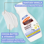 Tahitian Vanilla Moisture Drenching Body Lotion bottle with vanilla blossoms.