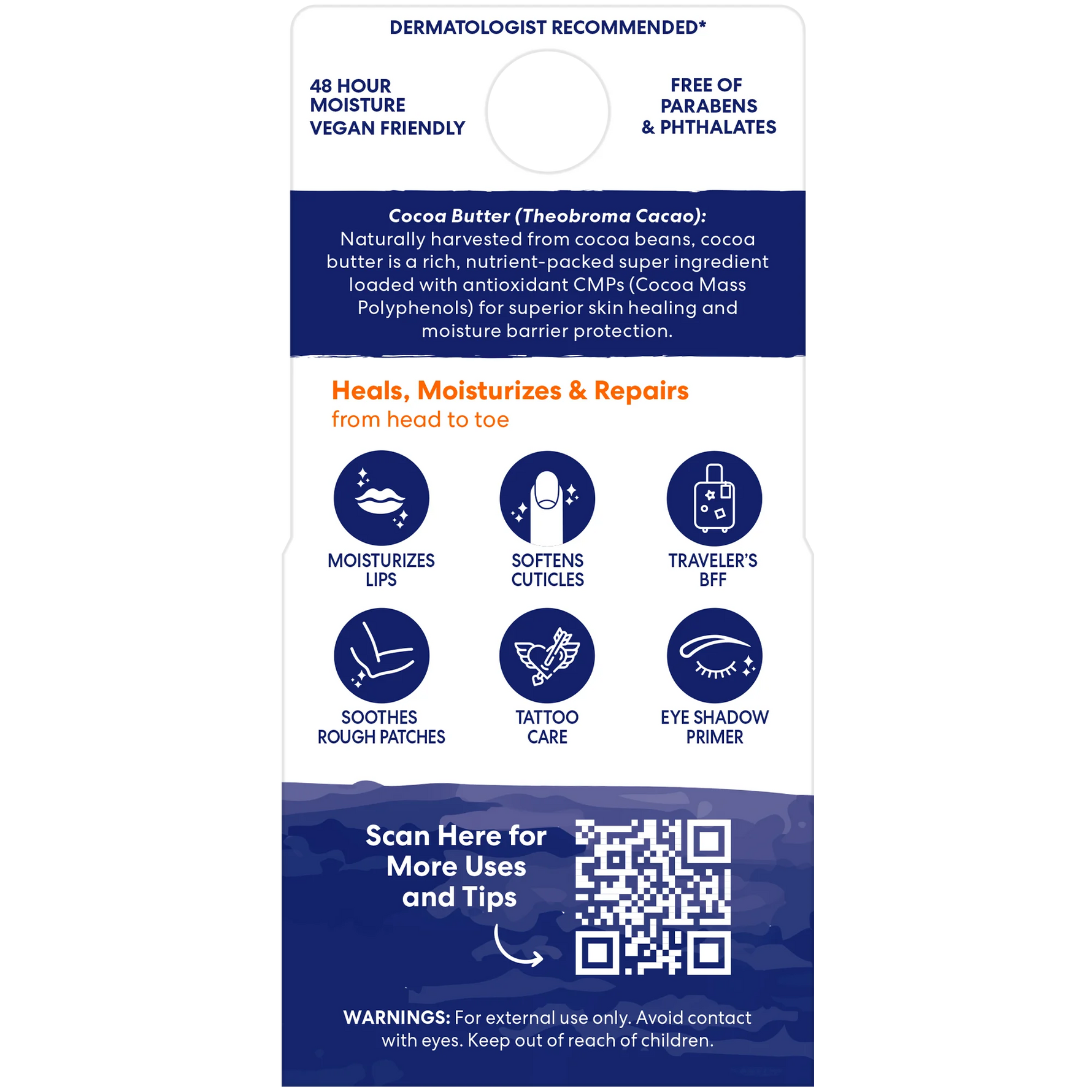 Product label with text and icons on a white background