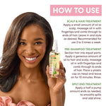 Woman holding Palmer’s Rosemary Mint Strengthening Hair & Scalp Oil bottle.