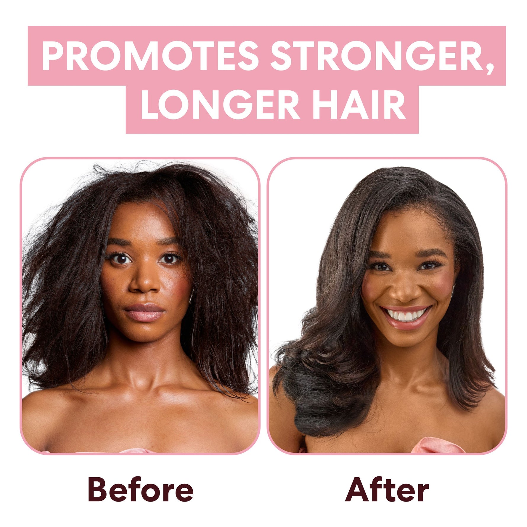 Before and after hair transformation with Rosemary Mint Strengthening Hair & Scalp Oil.