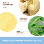 Cocoa Butter Baby Lotion with natural soothing ingredients displayed.