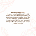Cocoa Butter Baby Balm ingredients list in English and Spanish.