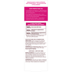 Product label for a skin perfecting oil with text and percentages on a white background