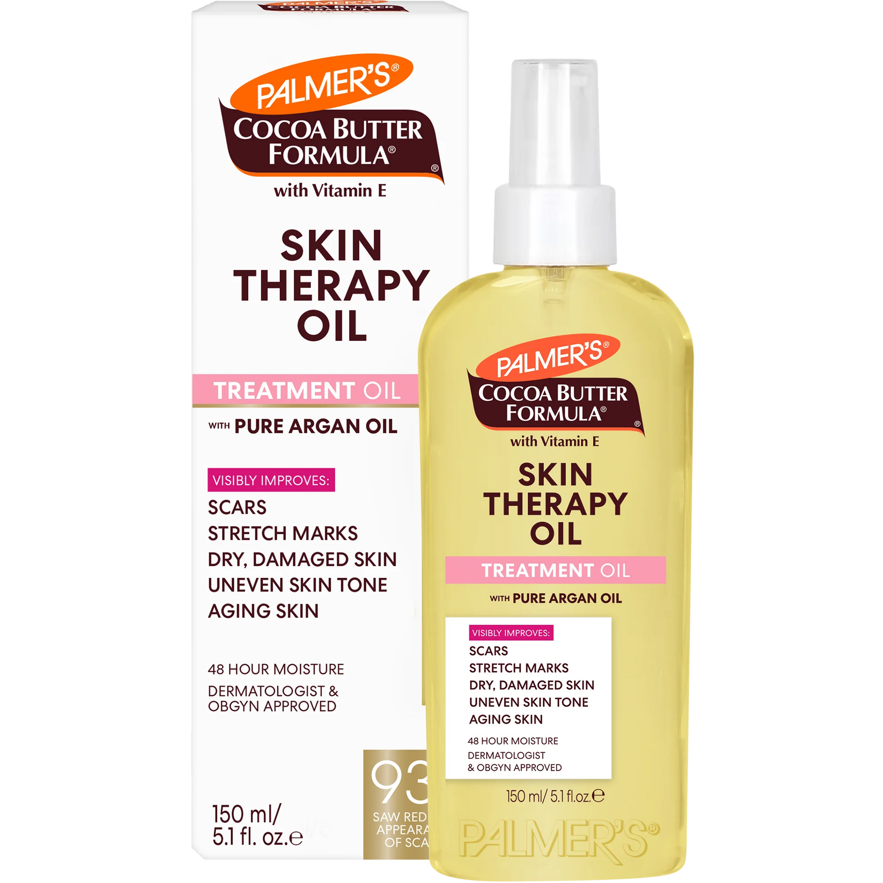 Palmer's Cocoa Butter Formula Skin Therapy Oil bottle and packaging on a white background