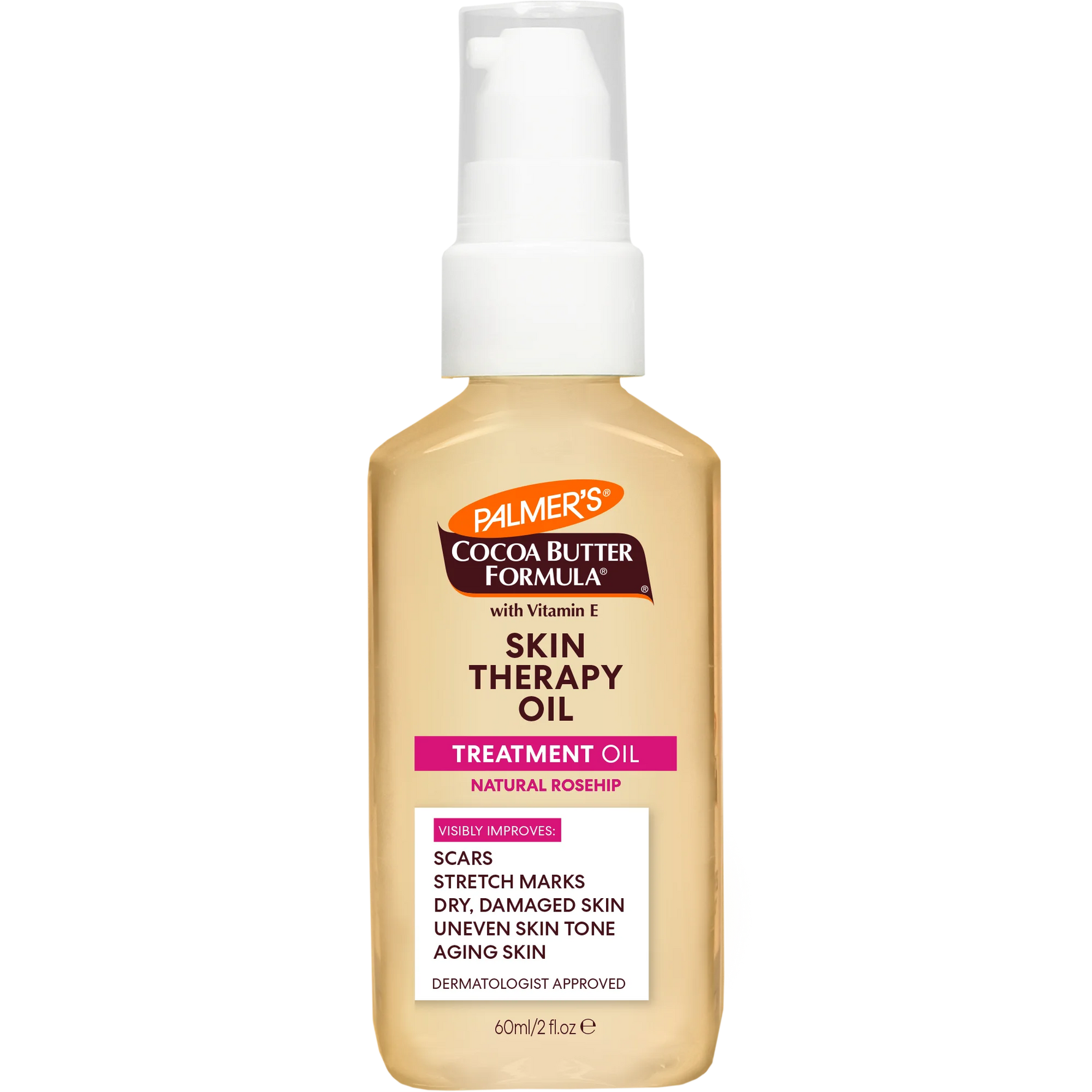 Palmer's Cocoa Butter Formula Skin Therapy Oil Rosehip bottle on a white background