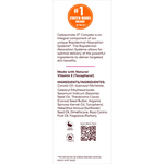 Product label with ingredients and branding information on a white background