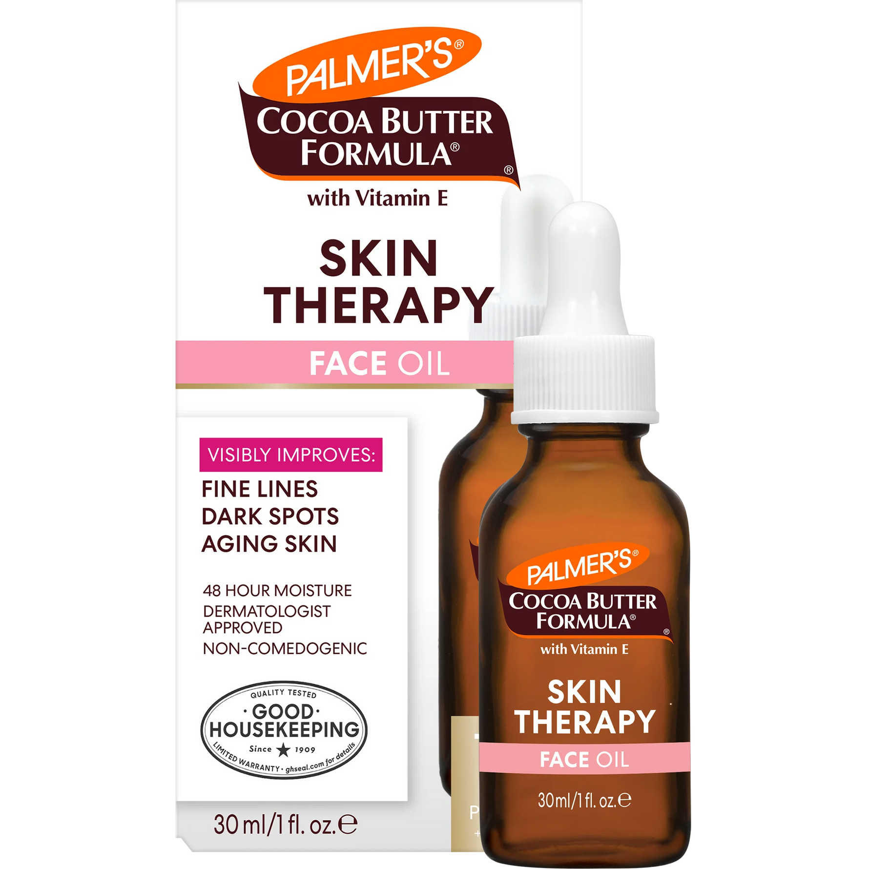 Palmer's Cocoa Butter Formula Skin Therapy Face Oil with packaging on a white background