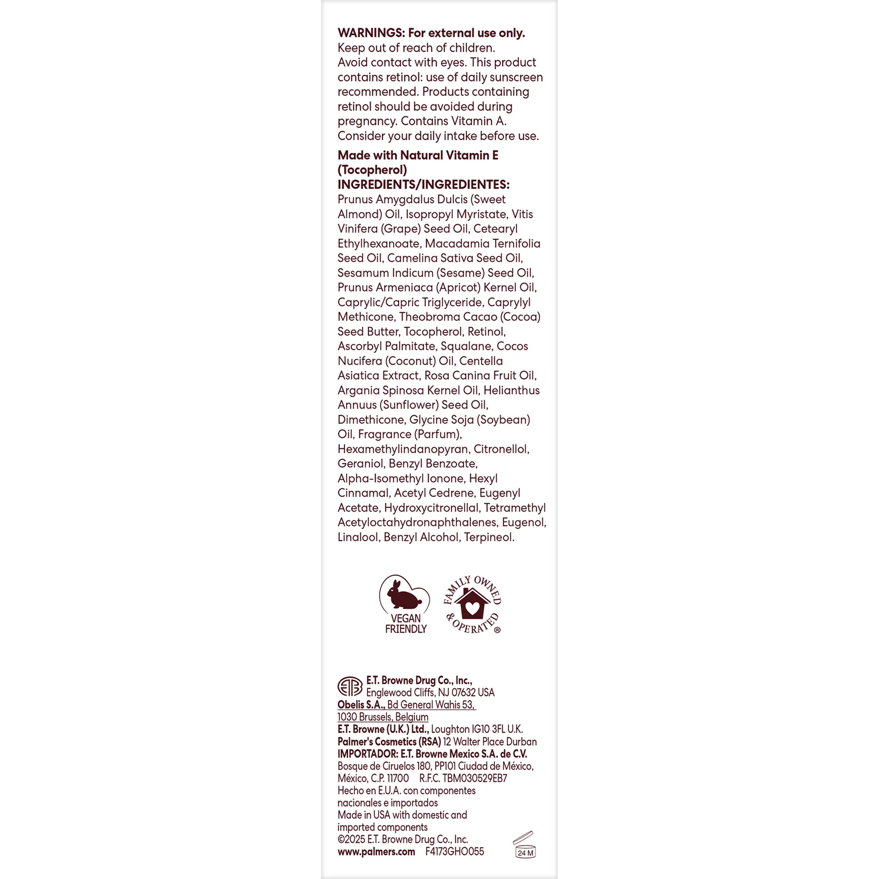 Product label with ingredients and warnings on a white background