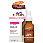 Palmer's Cocoa Butter Formula Skin Therapy Face Oil 30ml bottle shown next to its white retail box on a plain white background.