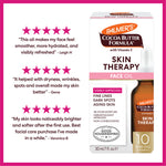 Palmer's Cocoa Butter Formula Skin Therapy Face Oil packaging with customer testimonials on a white background.