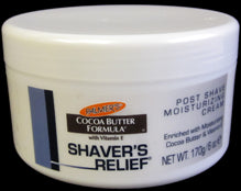 Shaver's Relief® post-shave cream, 170g tub, cocoa butter, vitamin E.
