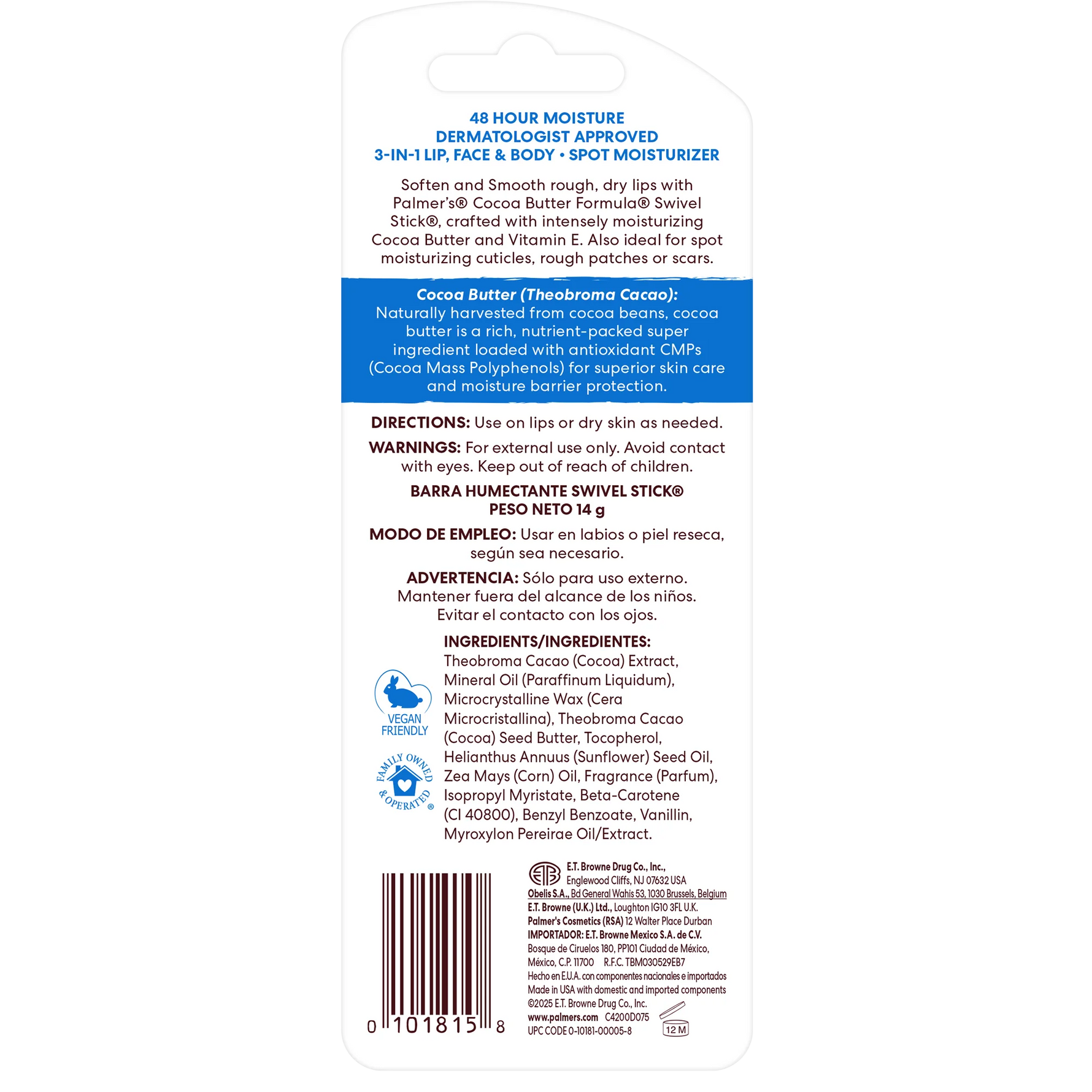 Back label of a skincare product with text and branding on a white background