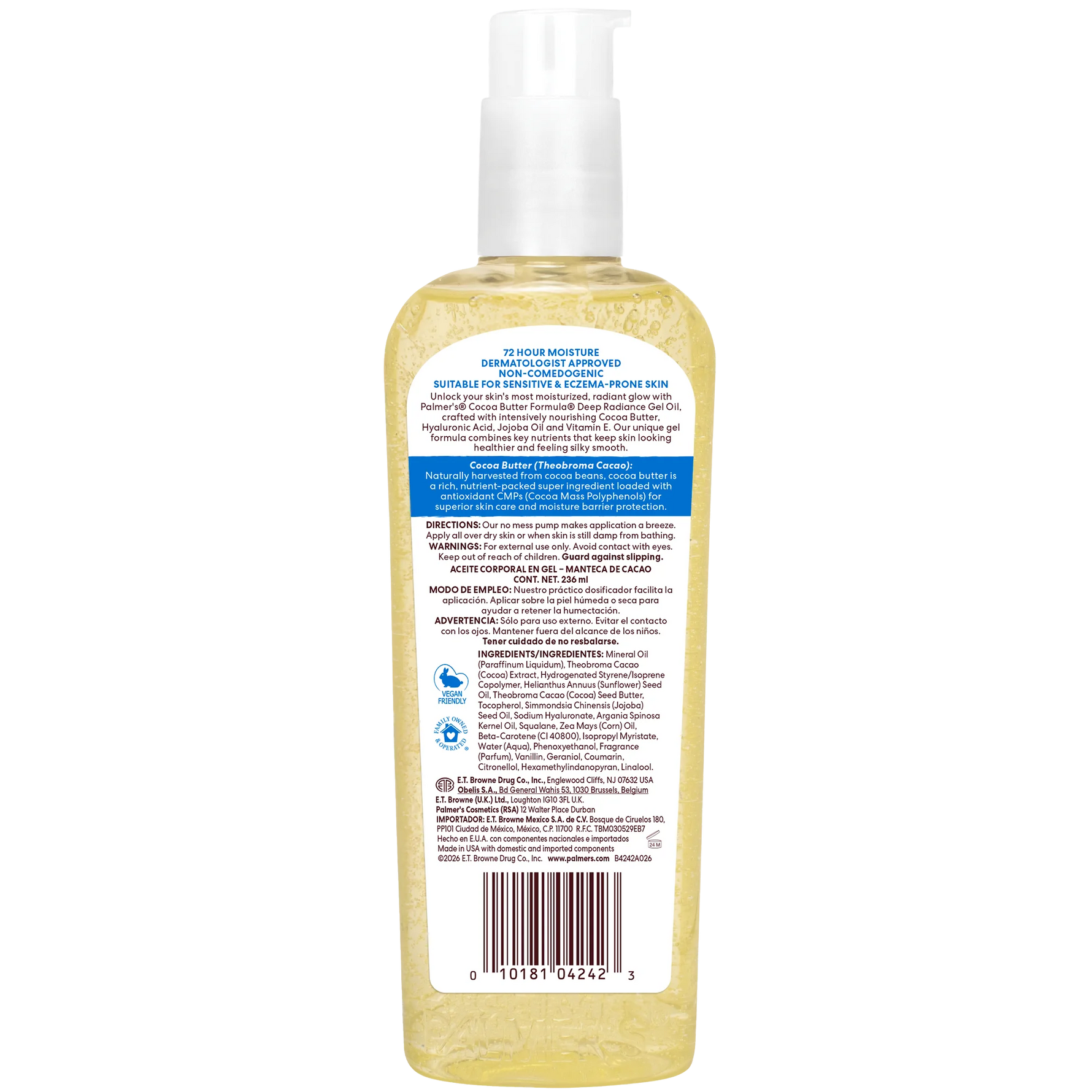 Bottle of Palmer's Deep Radiance Gel Oil with label on a white background