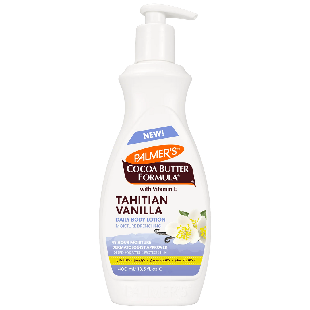 Palmer's Cocoa Butter Formula Tahitian Vanilla daily body lotion bottle on a white background