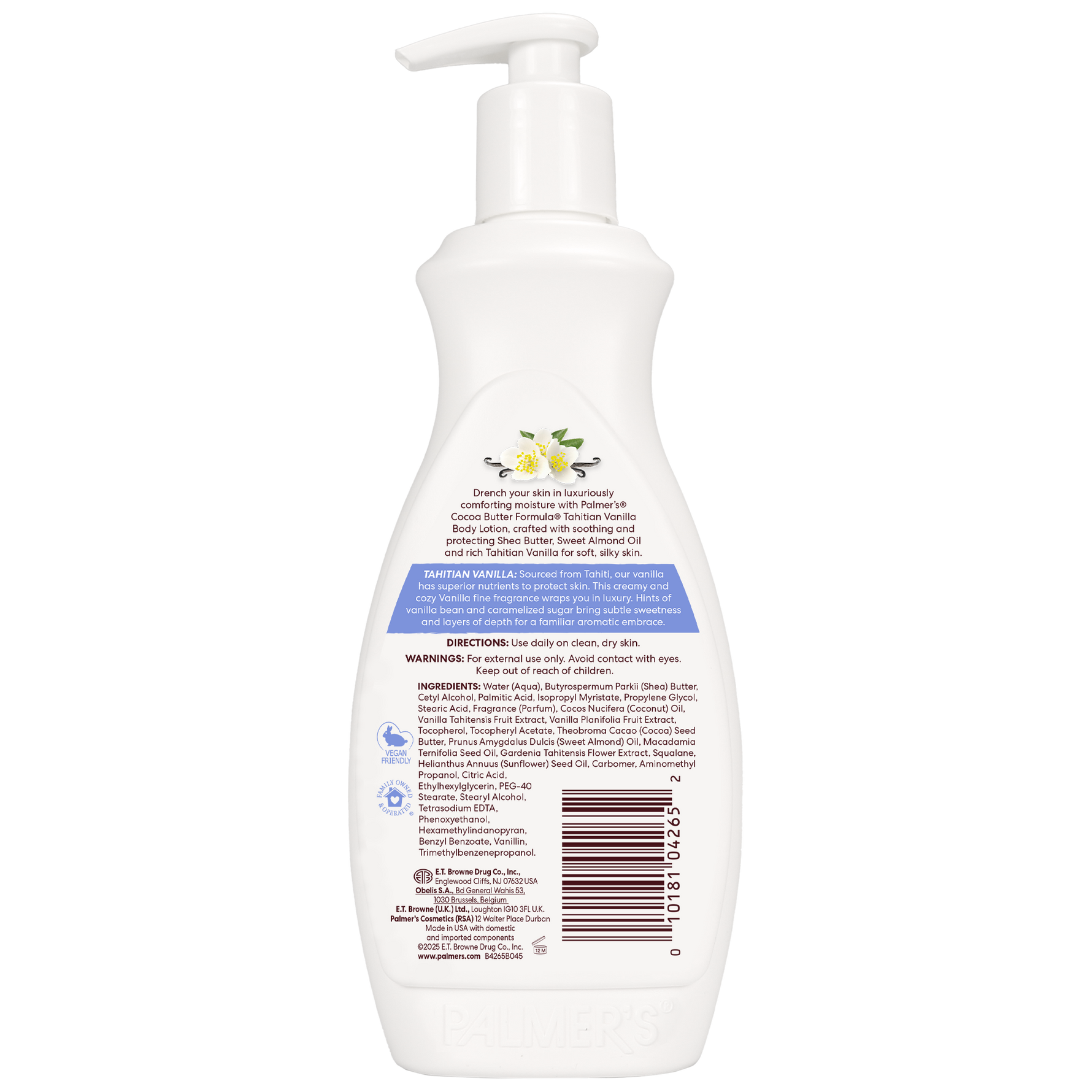 White bottle with pump and label on a white background