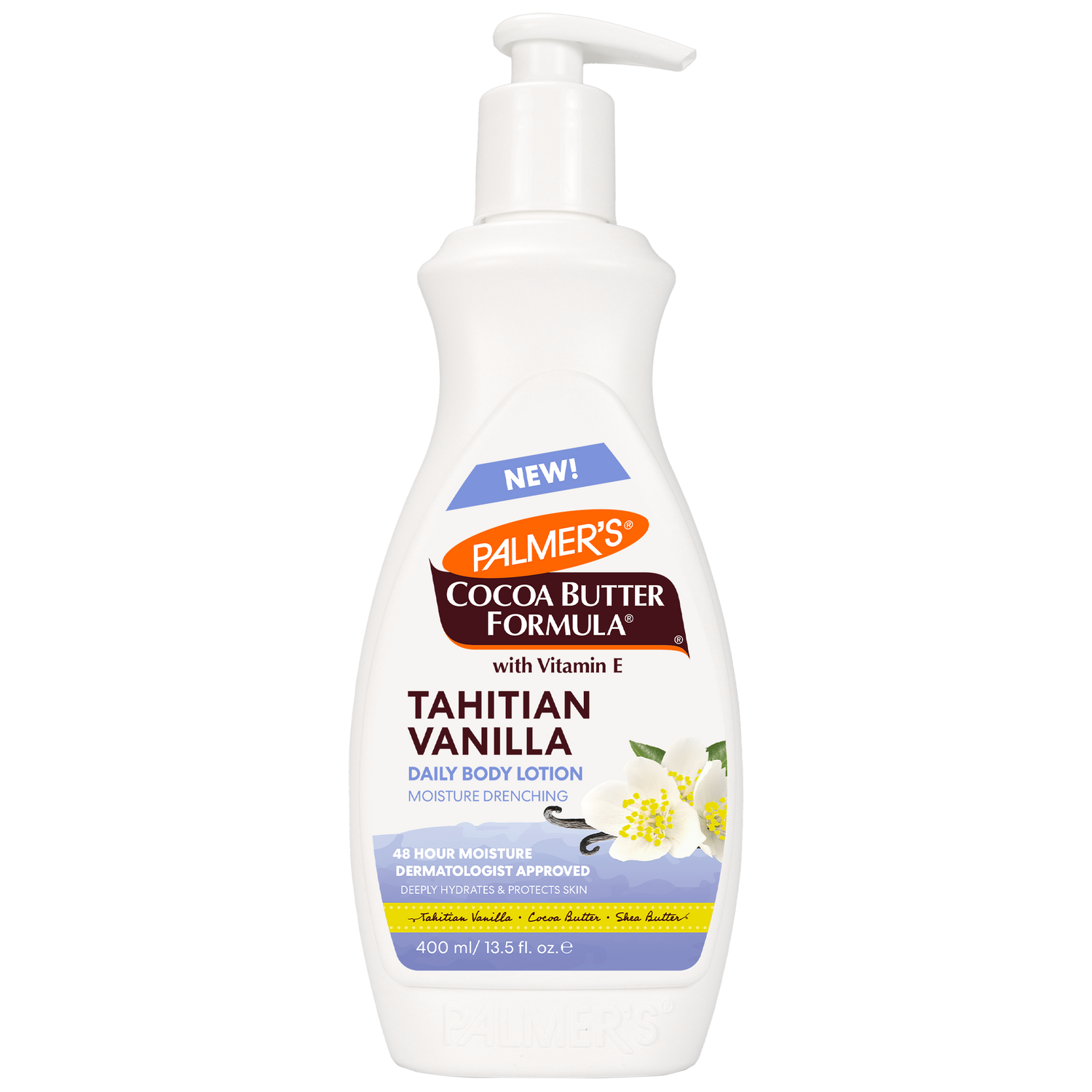 Palmer's Cocoa Butter Formula Tahitian Vanilla daily body lotion bottle on a white background
