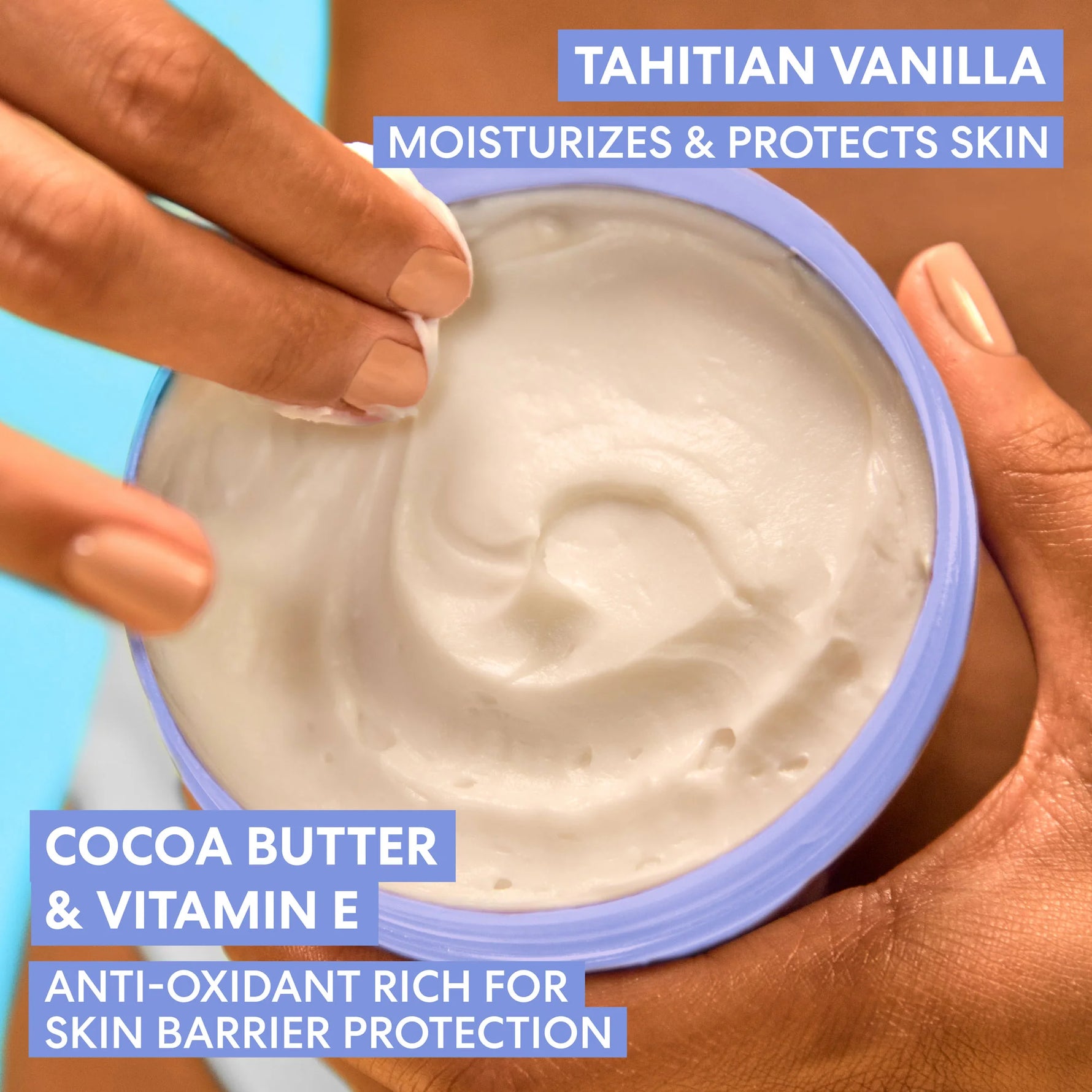 Tahitian Vanilla Moisture Drenching Whipped Body Cream being scooped.